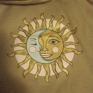 Cropped gold sun and light blue moon hoodie